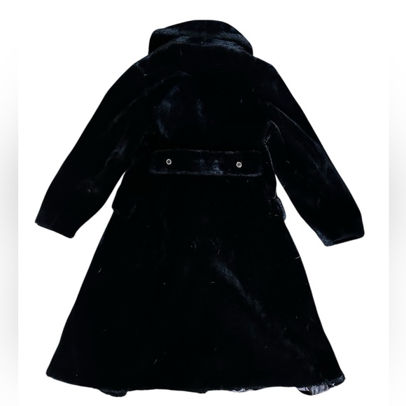 Vintage 60s Borgazia Double Breasted Black Faux Fur Coat w/ Gold Buttons - Picture 11 of 17